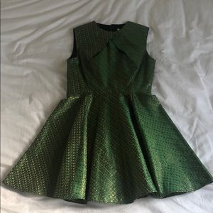 Green and gold thread dress